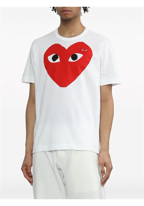 red emblem knit t-shirt unisex white COMME DES GARÇONS PLAY | AX-T026-0511